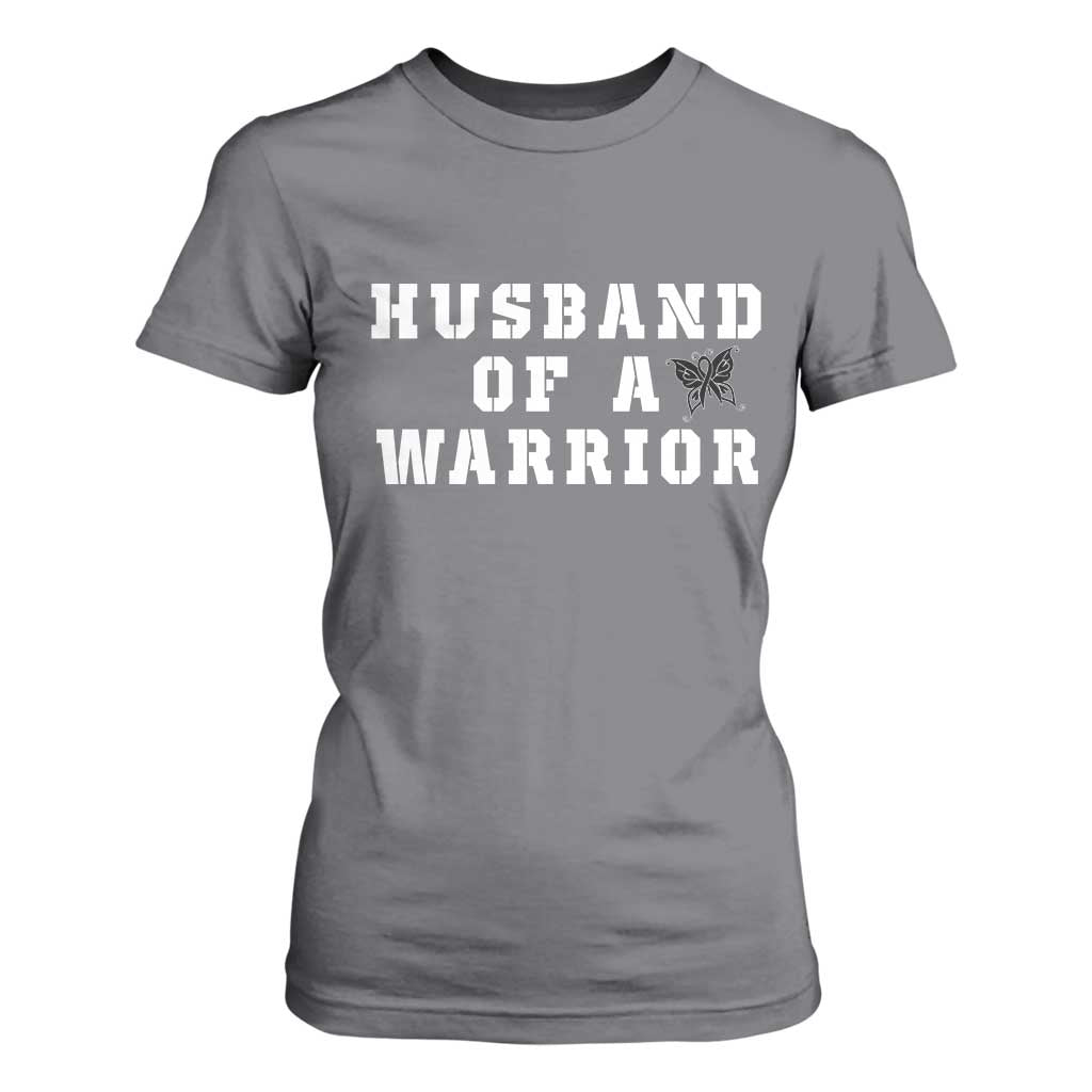 Husband Of A Warrior T Shirt For Women Melanoma Awareness Wife Support TS12 Charcoal Print Your Wear