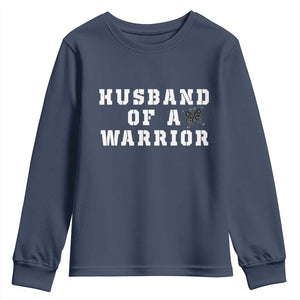 Husband Of A Warrior Youth Sweatshirt Melanoma Awareness Wife Support TS12 Navy Print Your Wear