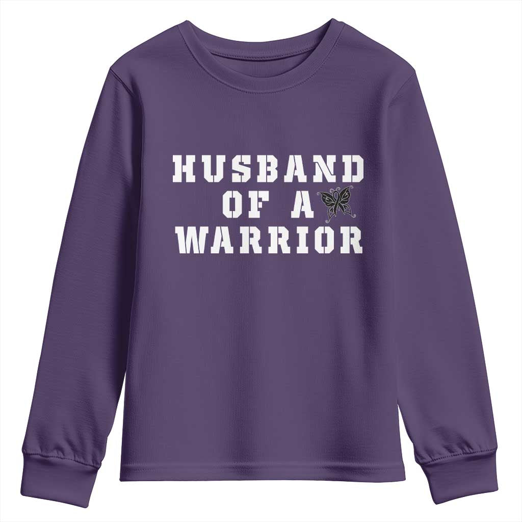 Husband Of A Warrior Youth Sweatshirt Melanoma Awareness Wife Support TS12 Purple Print Your Wear
