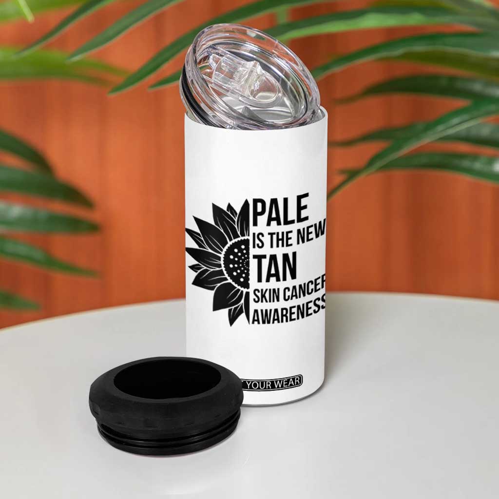 Skin Cancer Survivor Warrior 4 in 1 Can Cooler Tumbler Pale Is The New Tan TS12 Print Your Wear
