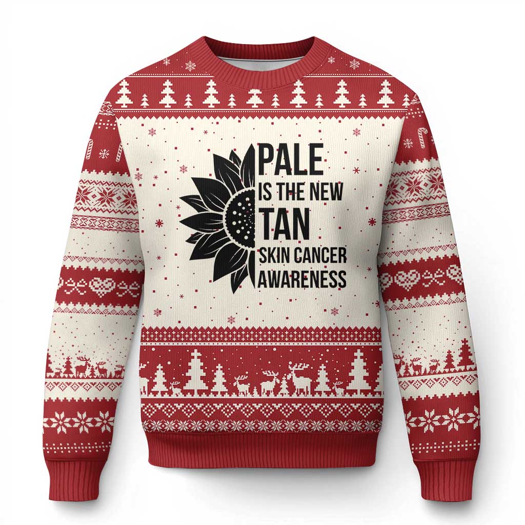 Skin Cancer Survivor Warrior Ugly Christmas Sweater Pale Is The New Tan TS12 Beige Red Print Your Wear