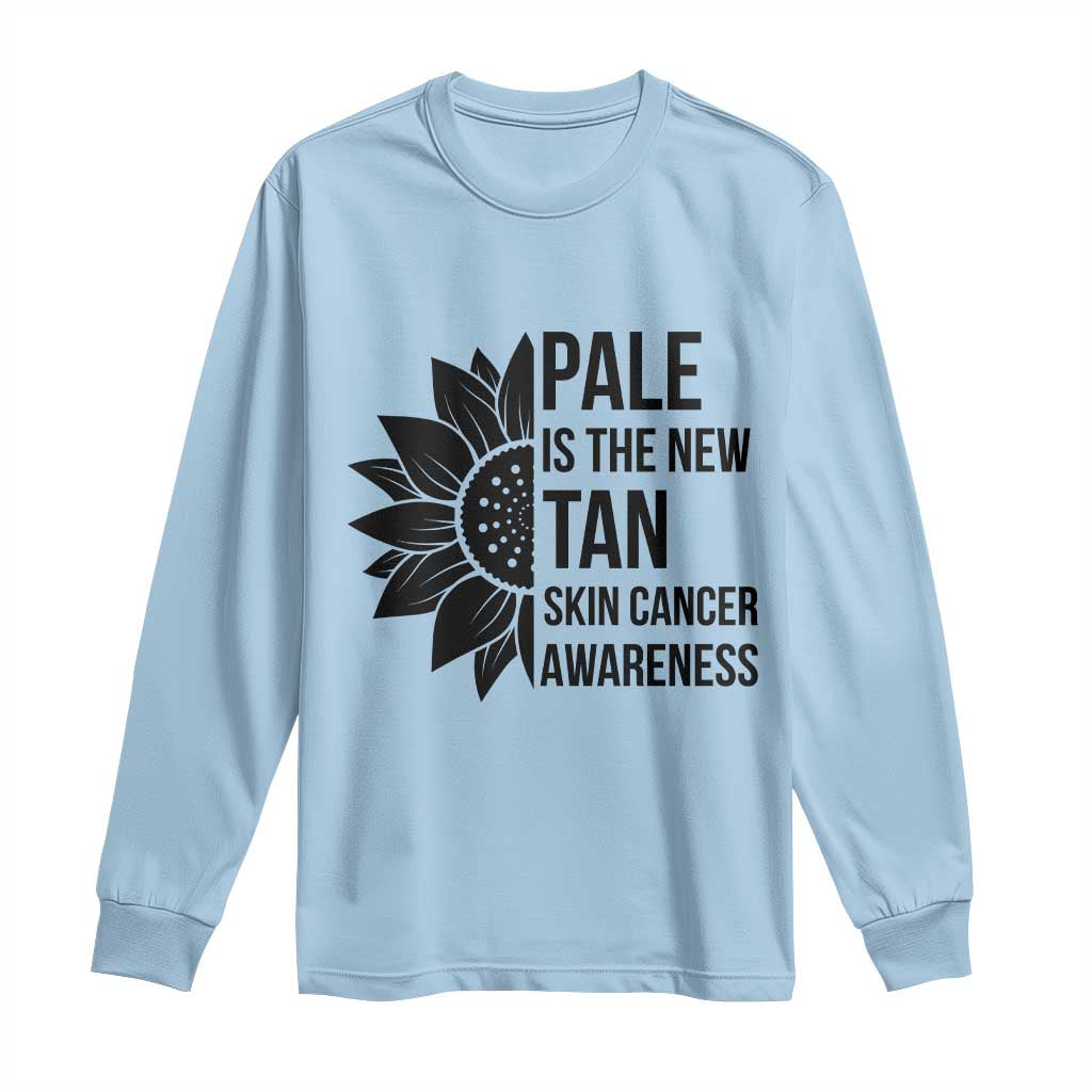 Skin Cancer Survivor Warrior Long Sleeve Shirt Pale Is The New Tan TS12 Light Blue Print Your Wear