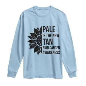 Skin Cancer Survivor Warrior Long Sleeve Shirt Pale Is The New Tan TS12 Light Blue Print Your Wear
