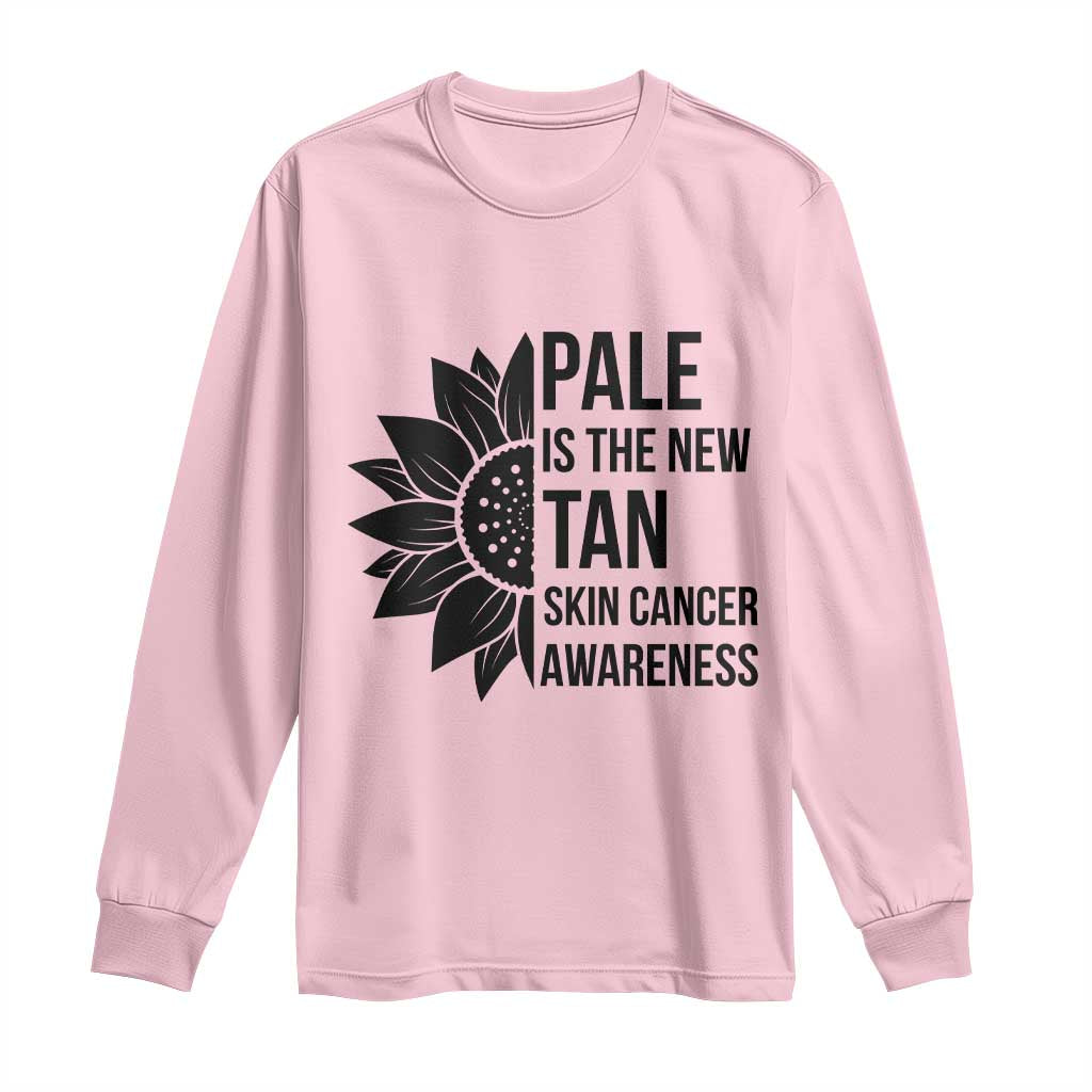Skin Cancer Survivor Warrior Long Sleeve Shirt Pale Is The New Tan TS12 Light Pink Print Your Wear