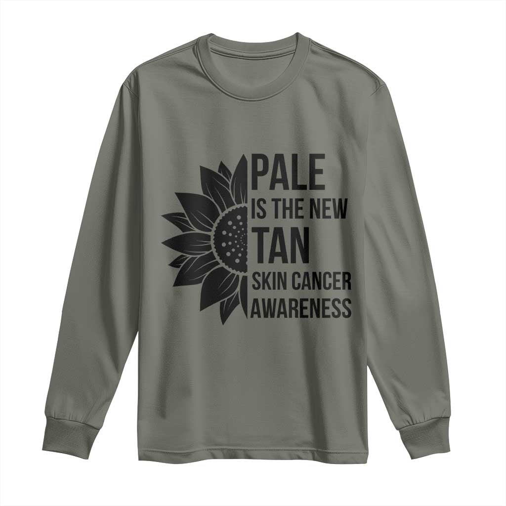 Skin Cancer Survivor Warrior Long Sleeve Shirt Pale Is The New Tan TS12 Military Green Print Your Wear