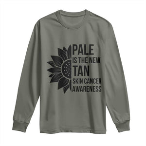 Skin Cancer Survivor Warrior Long Sleeve Shirt Pale Is The New Tan TS12 Military Green Print Your Wear