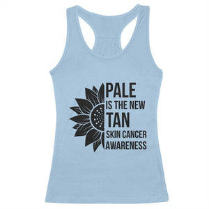 Skin Cancer Survivor Warrior Racerback Tank Top Pale Is The New Tan TS12 Light Blue Print Your Wear