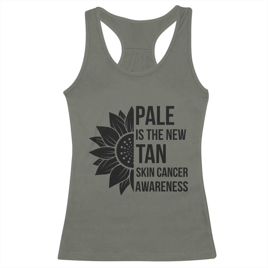 Skin Cancer Survivor Warrior Racerback Tank Top Pale Is The New Tan TS12 Military Green Print Your Wear