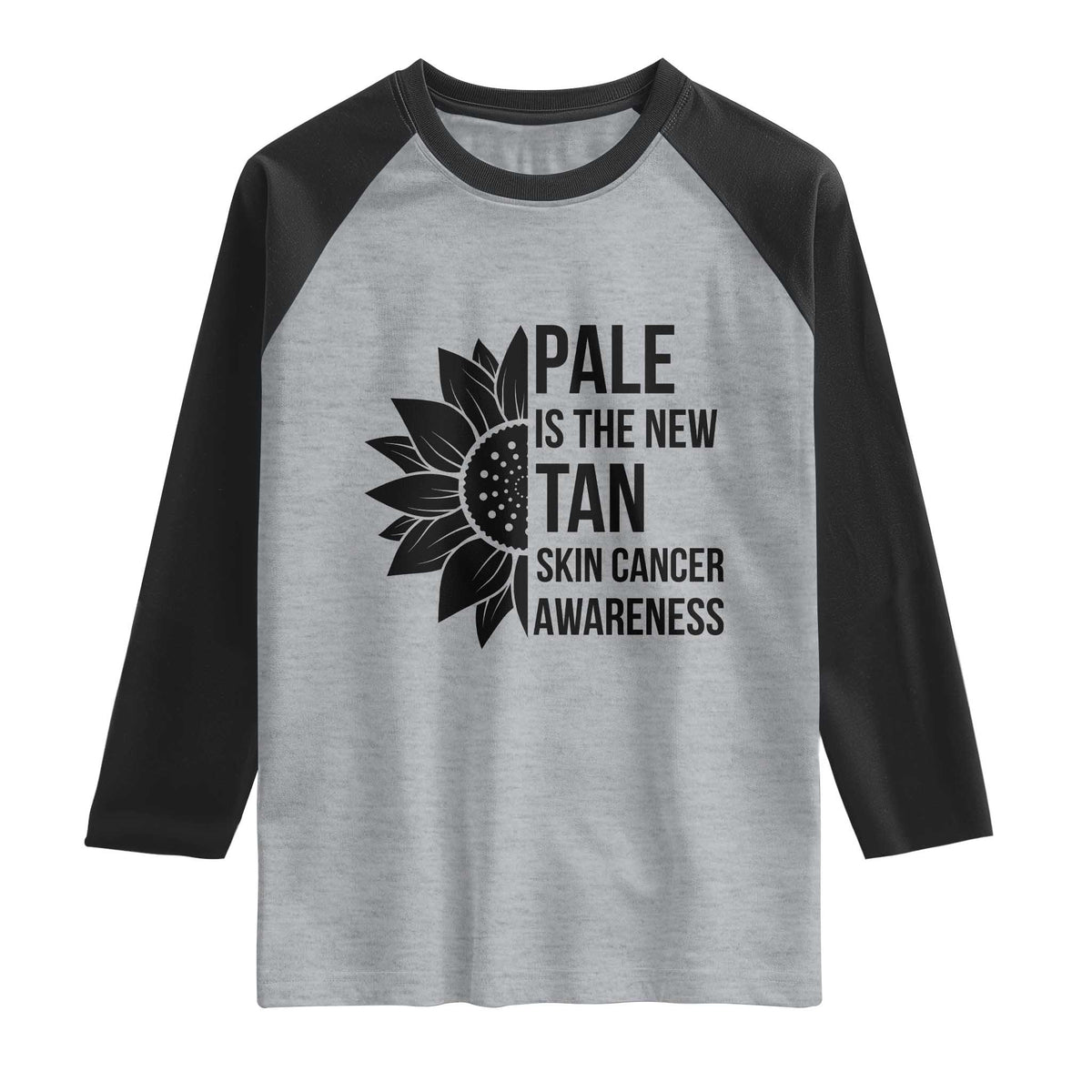 Skin Cancer Survivor Warrior Raglan Shirt Pale Is The New Tan TS12 Heather Gray Black Print Your Wear
