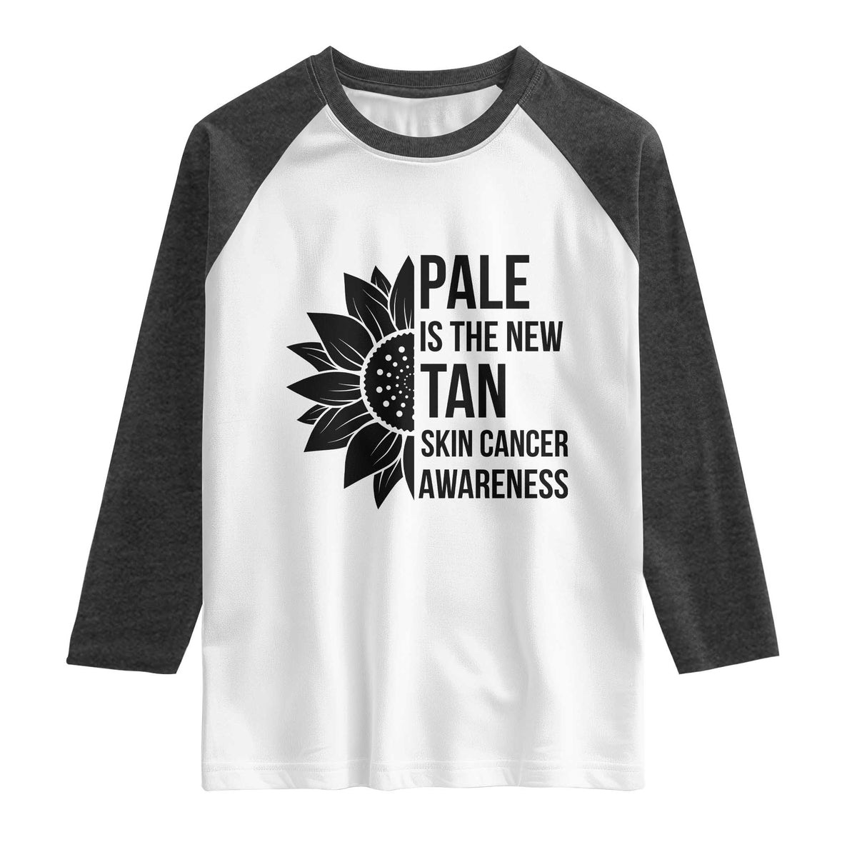 Skin Cancer Survivor Warrior Raglan Shirt Pale Is The New Tan TS12 White Heather Charcoal Print Your Wear