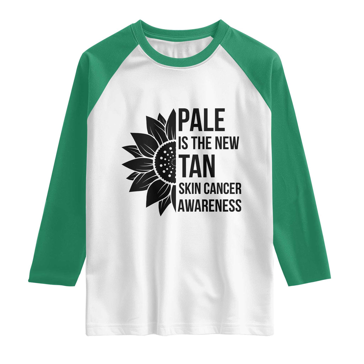 Skin Cancer Survivor Warrior Raglan Shirt Pale Is The New Tan TS12 White Kelly Green Print Your Wear