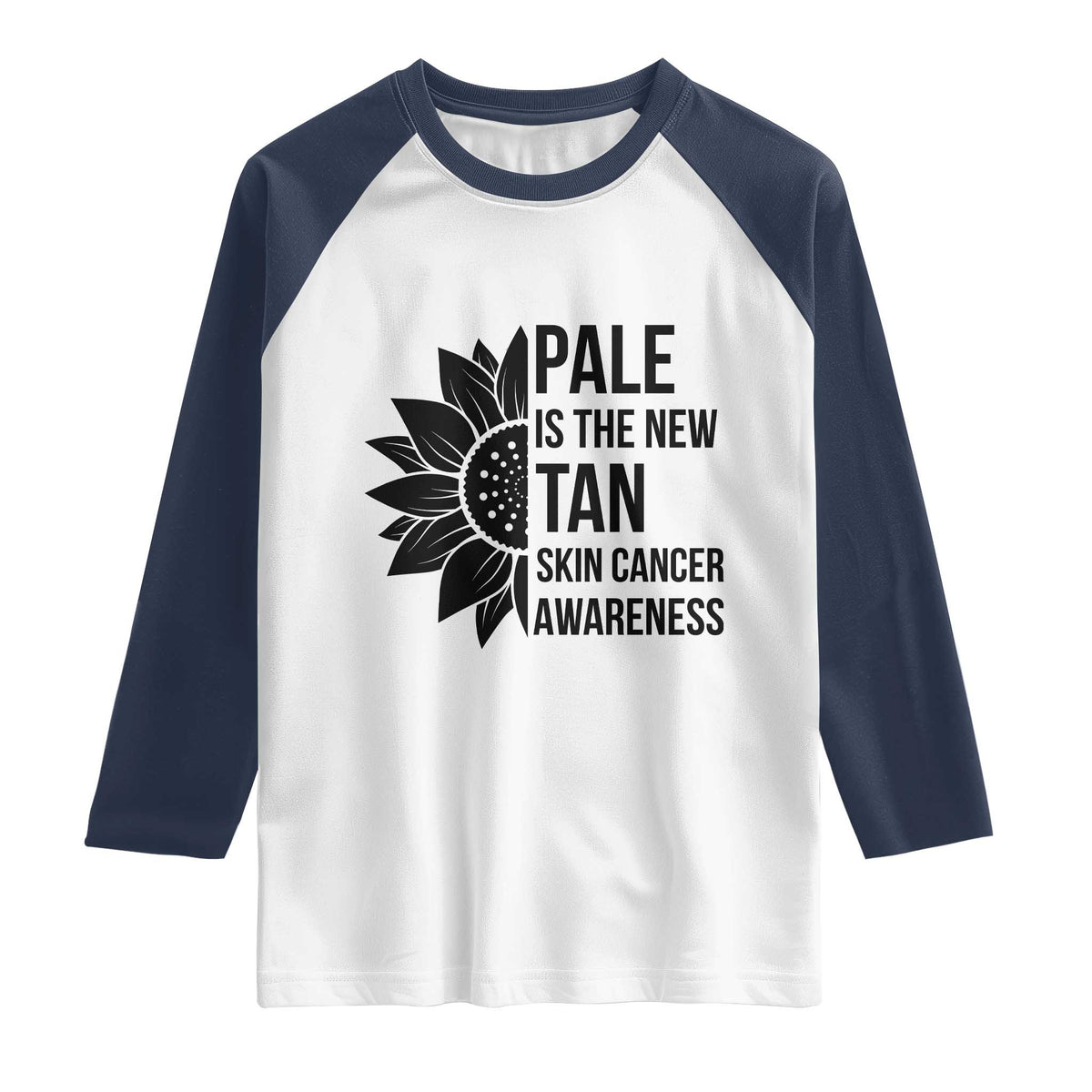 Skin Cancer Survivor Warrior Raglan Shirt Pale Is The New Tan TS12 White Navy Print Your Wear