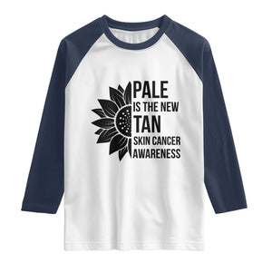 Skin Cancer Survivor Warrior Raglan Shirt Pale Is The New Tan TS12 White Navy Print Your Wear
