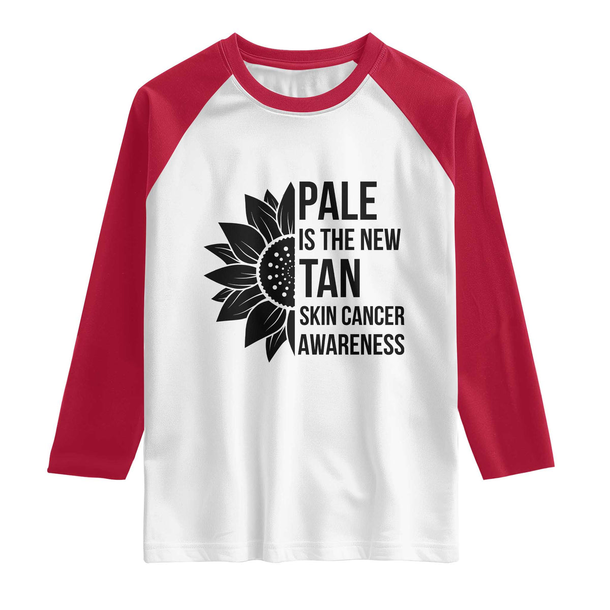 Skin Cancer Survivor Warrior Raglan Shirt Pale Is The New Tan TS12 White Red Print Your Wear