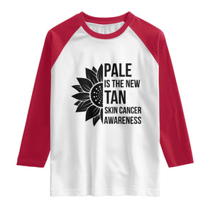 Skin Cancer Survivor Warrior Raglan Shirt Pale Is The New Tan TS12 White Red Print Your Wear