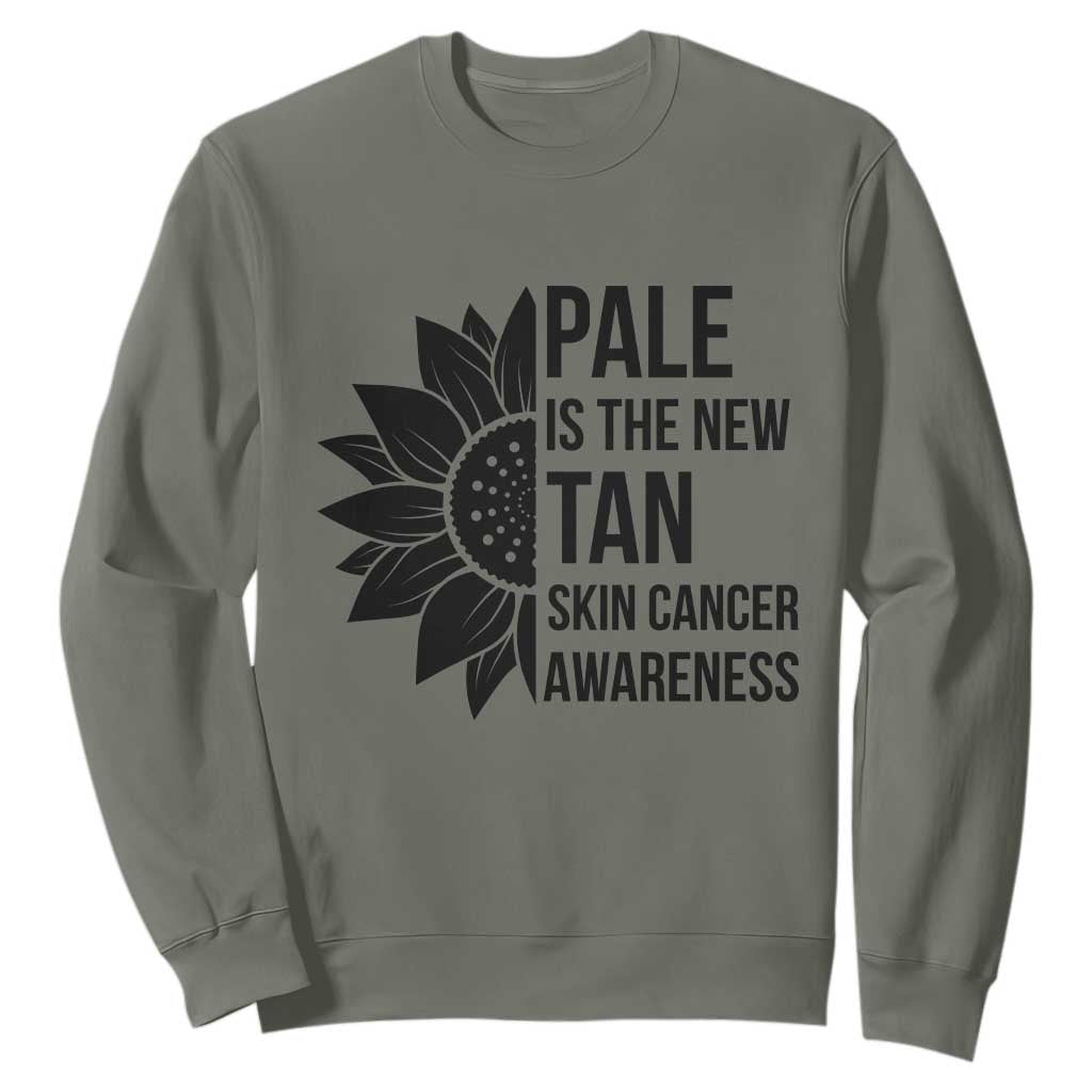 Skin Cancer Survivor Warrior Sweatshirt Pale Is The New Tan TS12 Military Green Print Your Wear
