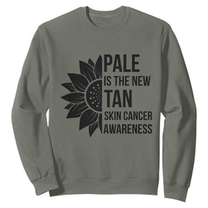 Skin Cancer Survivor Warrior Sweatshirt Pale Is The New Tan TS12 Military Green Print Your Wear