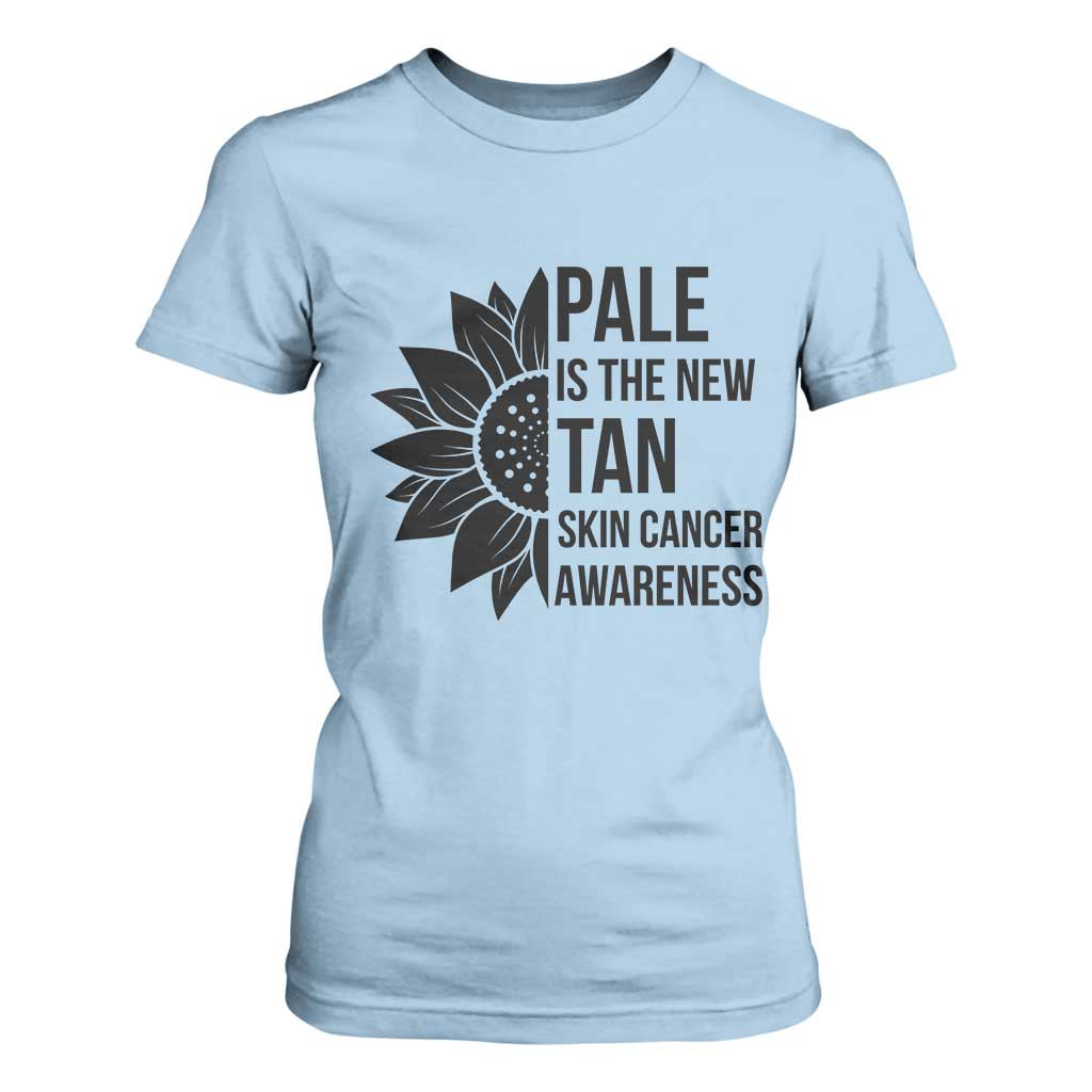 Skin Cancer Survivor Warrior T Shirt For Women Pale Is The New Tan TS12 Light Blue Print Your Wear