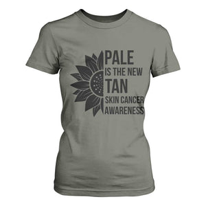 Skin Cancer Survivor Warrior T Shirt For Women Pale Is The New Tan TS12 Military Green Print Your Wear