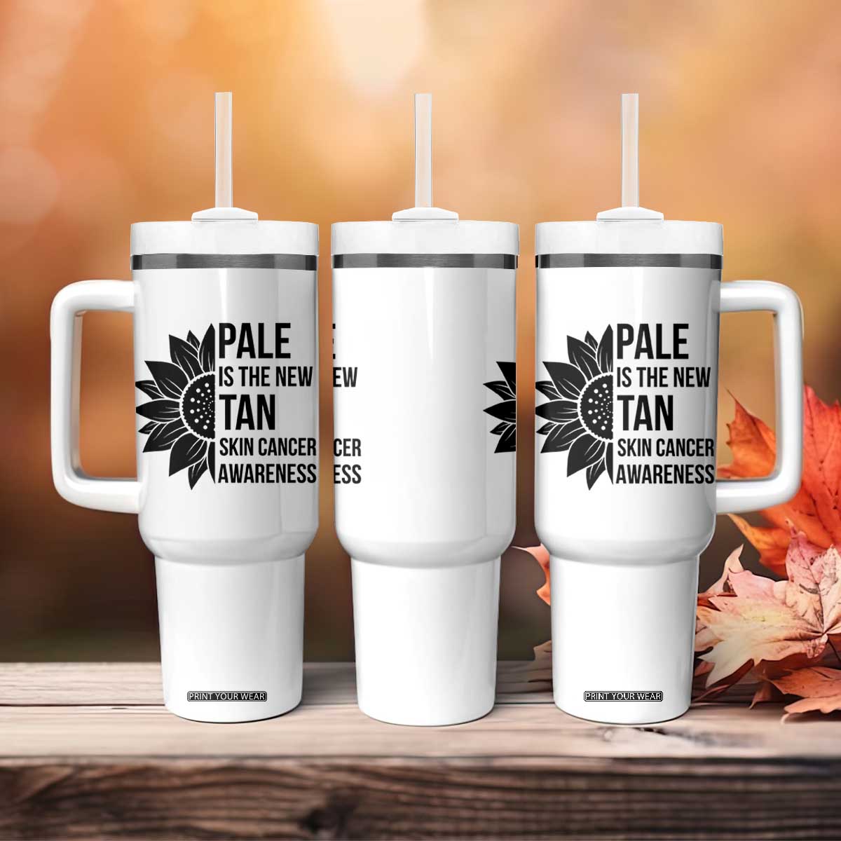 Skin Cancer Survivor Warrior Tumbler With Handle Pale Is The New Tan TS12 Print Your Wear