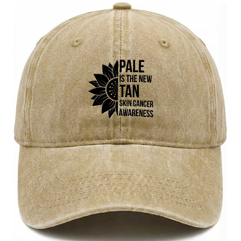 Skin Cancer Survivor Warrior Washed Cotton Baseball Cap Pale Is The New Tan TS12 Print Your Wear