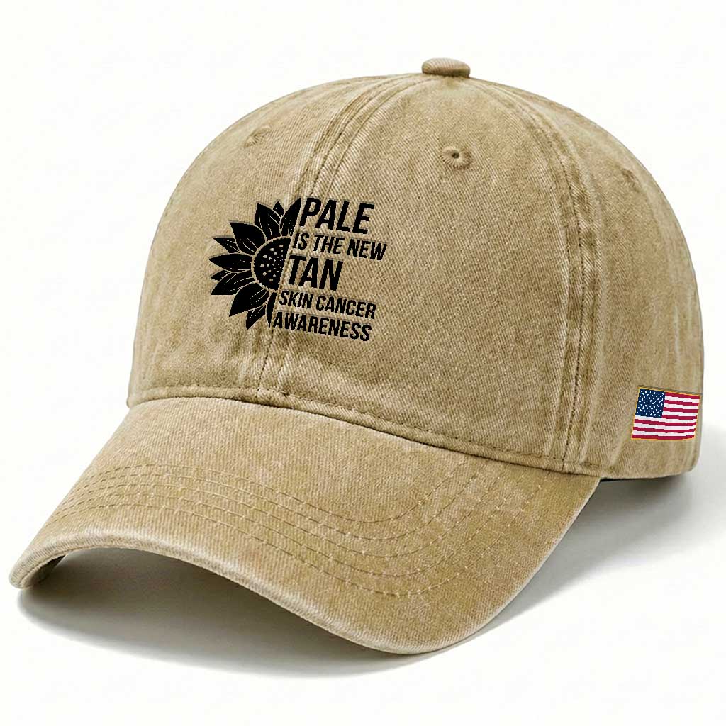 Skin Cancer Survivor Warrior Washed Cotton Baseball Cap Pale Is The New Tan TS12 Print Your Wear