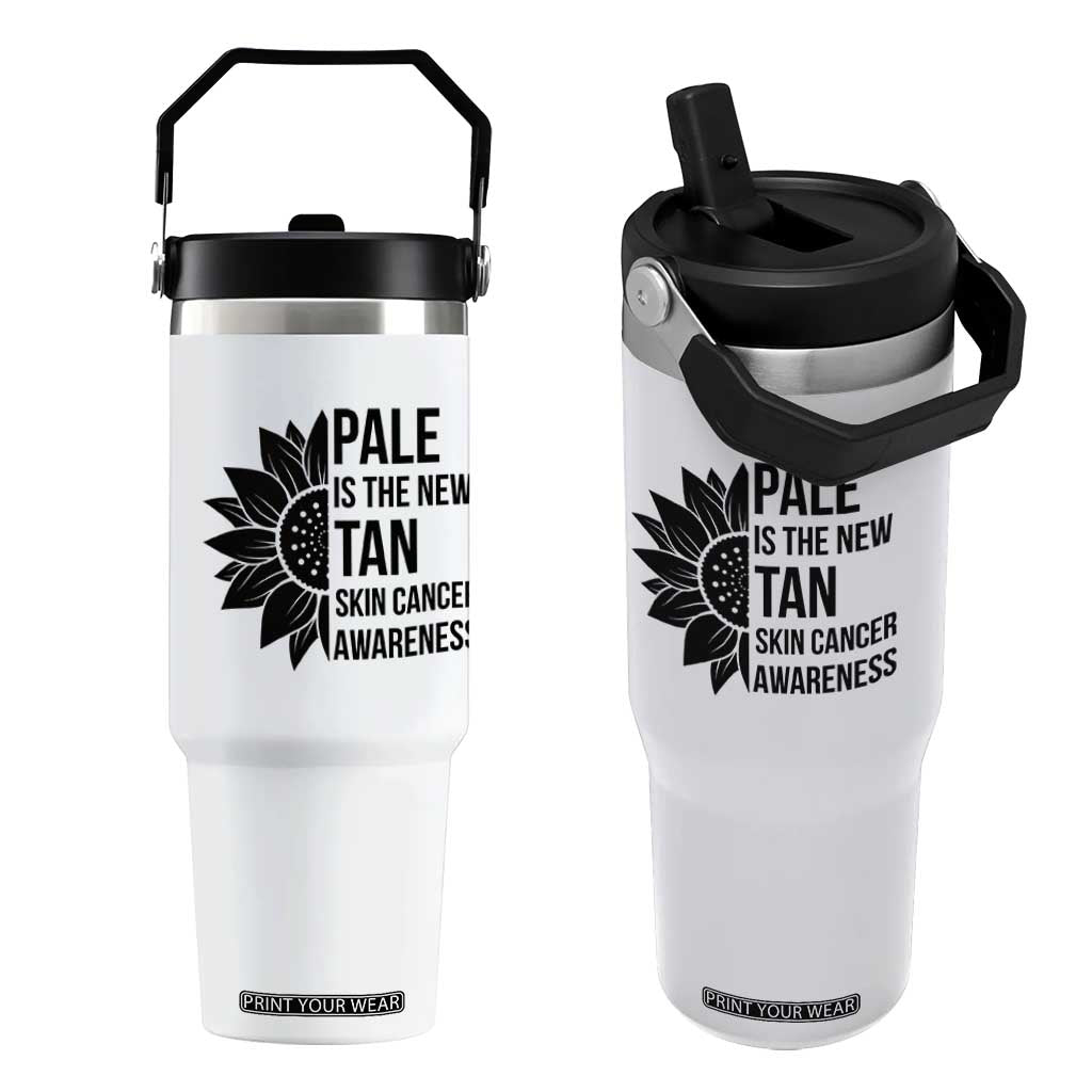 Skin Cancer Survivor Warrior Flip Straw Tumbler Pale Is The New Tan TS12 One Size: 30 oz White Print Your Wear