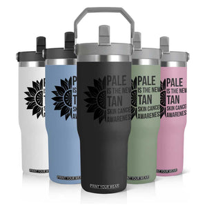 Skin Cancer Survivor Warrior Flip Straw Tumbler Pale Is The New Tan TS12 Print Your Wear
