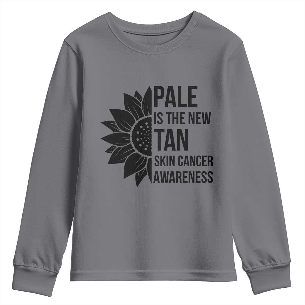 Skin Cancer Survivor Warrior Youth Sweatshirt Pale Is The New Tan TS12 Charcoal Print Your Wear