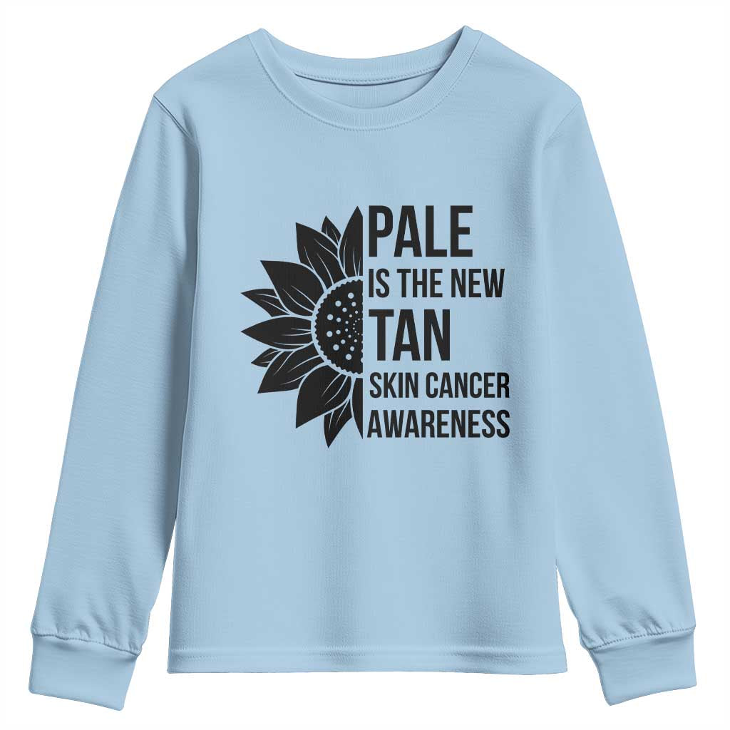 Skin Cancer Survivor Warrior Youth Sweatshirt Pale Is The New Tan TS12 Light Blue Print Your Wear