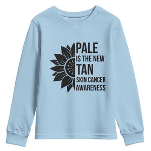 Skin Cancer Survivor Warrior Youth Sweatshirt Pale Is The New Tan TS12 Light Blue Print Your Wear