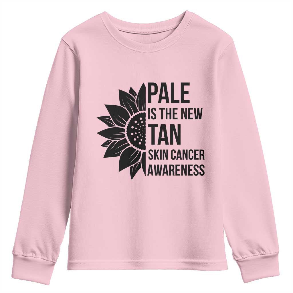 Skin Cancer Survivor Warrior Youth Sweatshirt Pale Is The New Tan TS12 Light Pink Print Your Wear