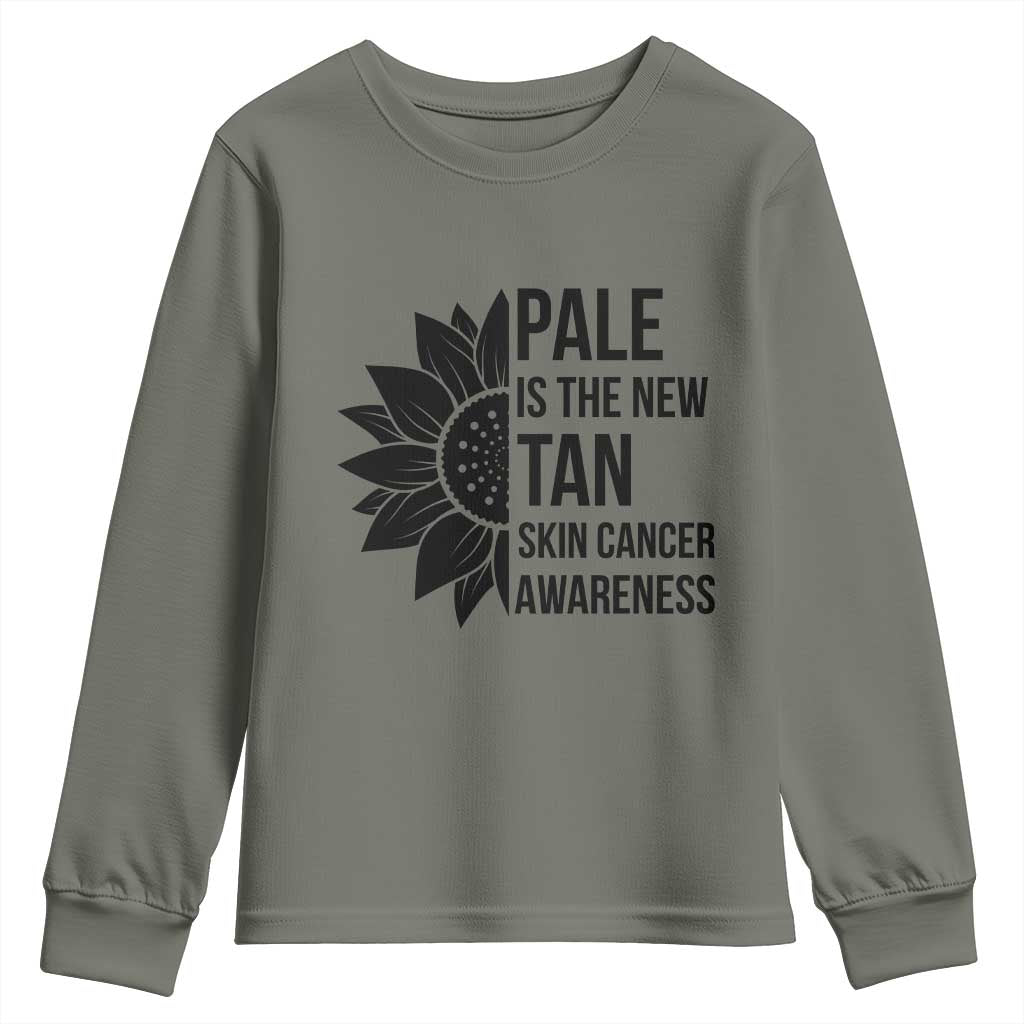 Skin Cancer Survivor Warrior Youth Sweatshirt Pale Is The New Tan TS12 Military Green Print Your Wear