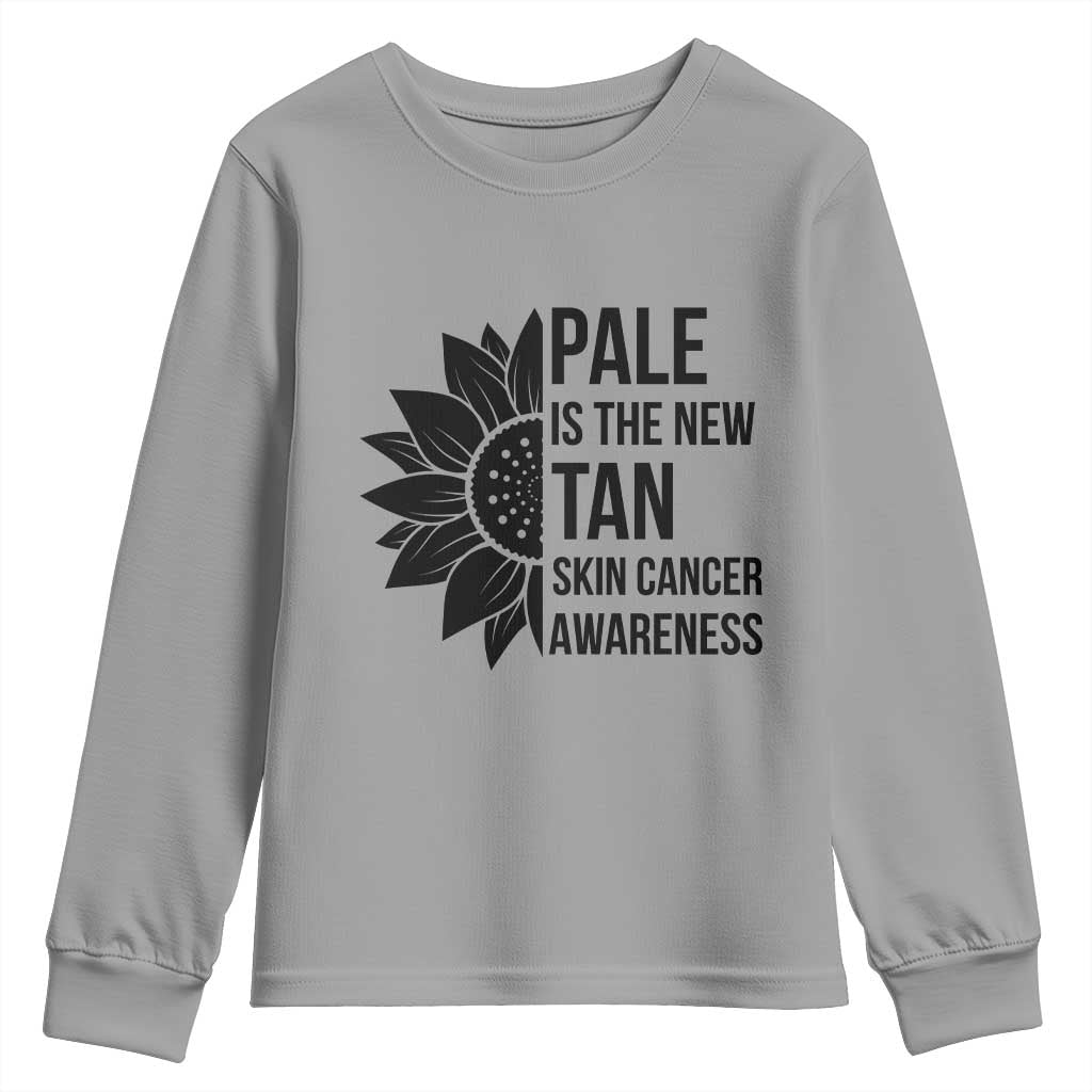 Skin Cancer Survivor Warrior Youth Sweatshirt Pale Is The New Tan TS12 Sport Gray Print Your Wear