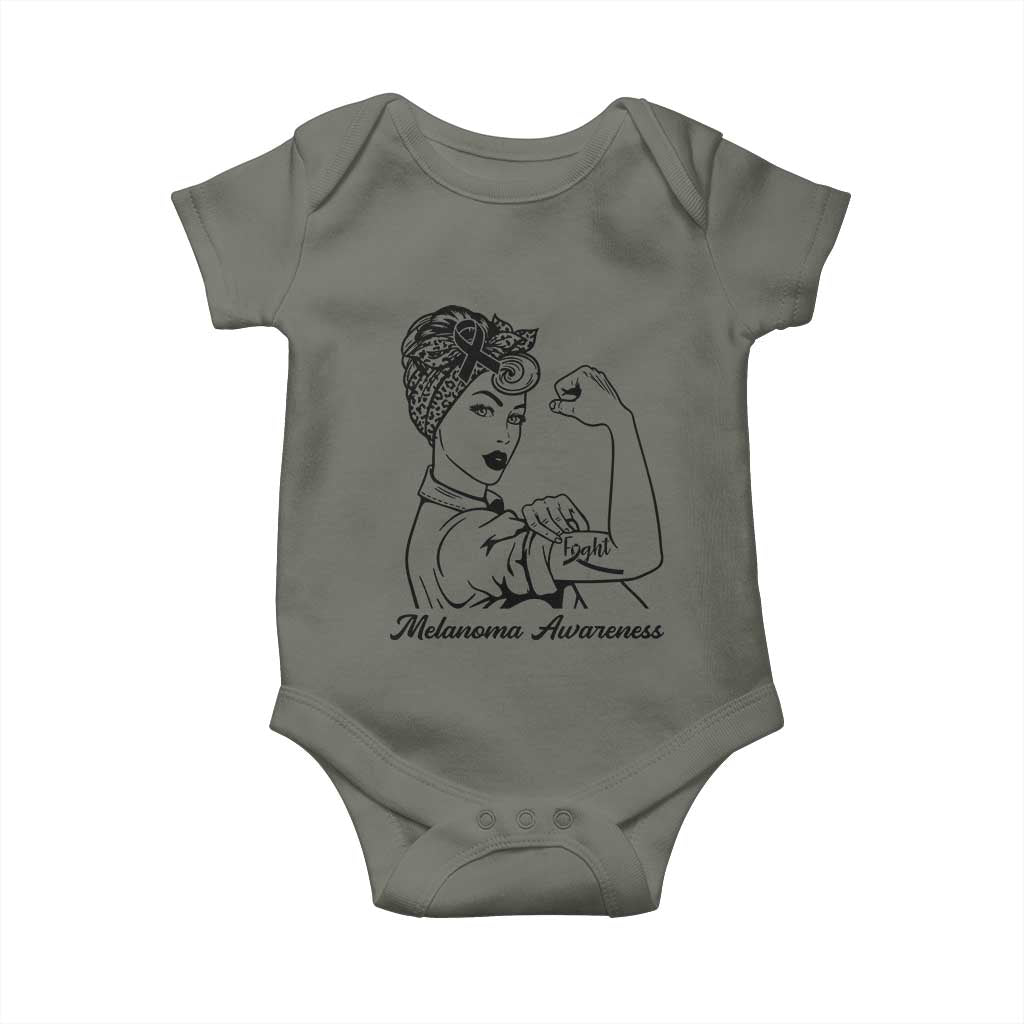 Melanoma Awareness Strong Woman Baby Onesie Feminist Warrior TS12 Military Green Print Your Wear