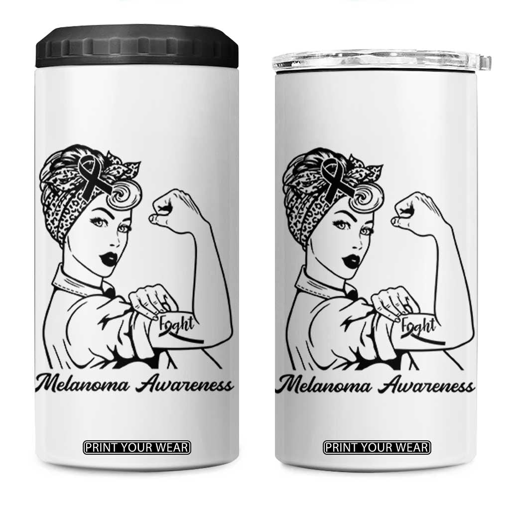 Melanoma Awareness Strong Woman 4 in 1 Can Cooler Tumbler Feminist Warrior TS12 One Size: 16 oz White Print Your Wear