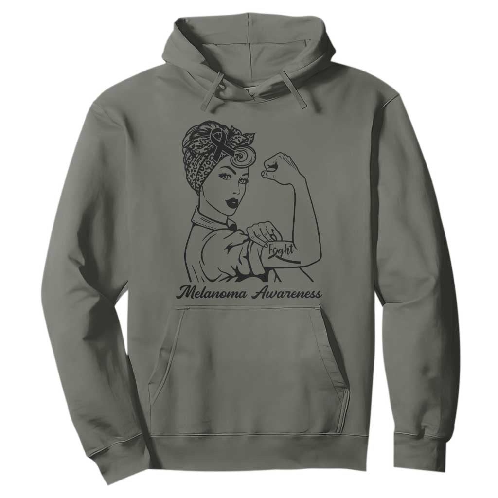 Melanoma Awareness Strong Woman Hoodie Feminist Warrior TS12 Military Green Print Your Wear