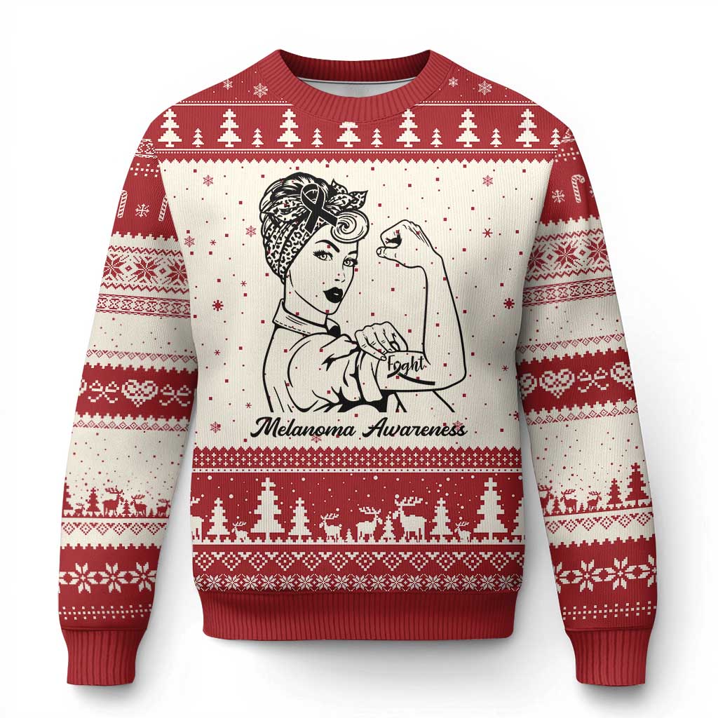 Melanoma Awareness Strong Woman Ugly Christmas Sweater Feminist Warrior TS12 Beige Red Print Your Wear