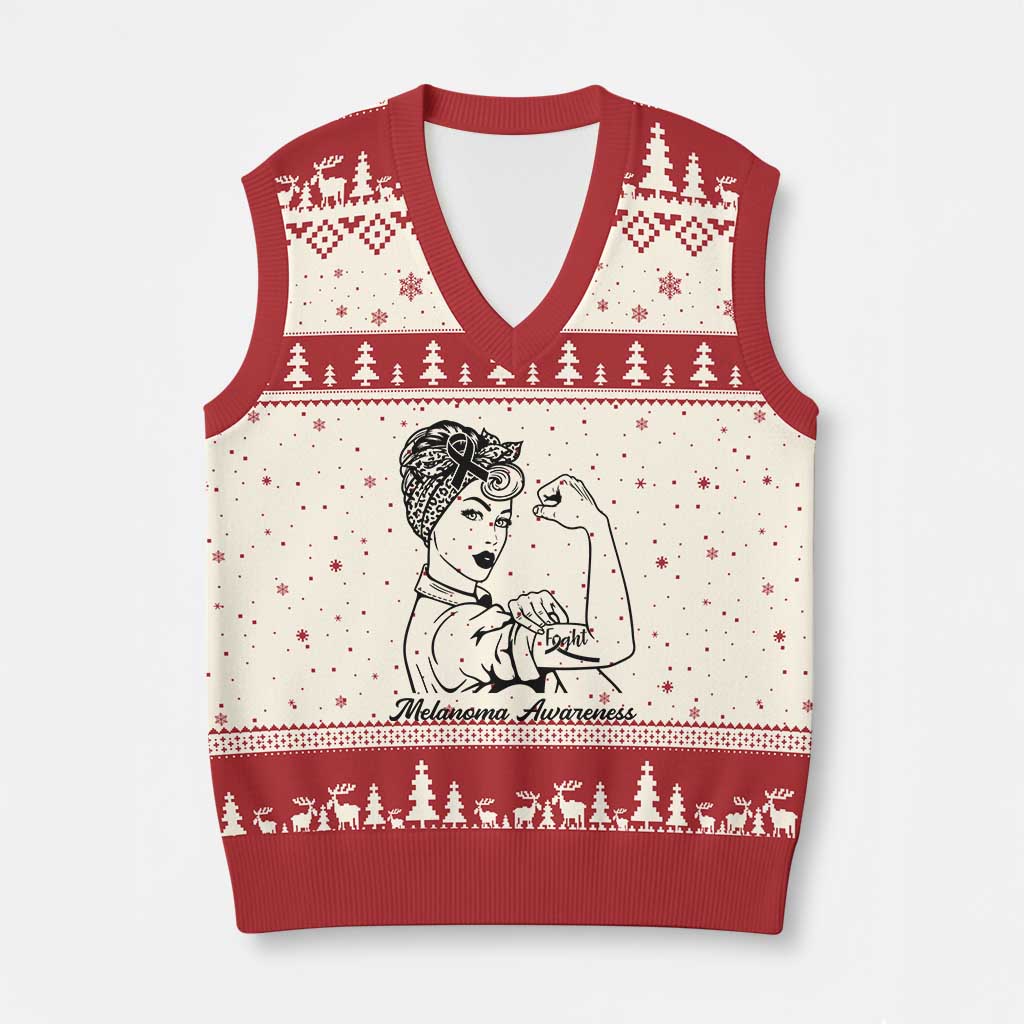 Melanoma Awareness Strong Woman V-Neck Knit Sweater Vest Feminist Warrior TS12 Beige Red Print Your Wear