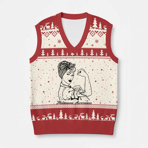 Melanoma Awareness Strong Woman V-Neck Knit Sweater Vest Feminist Warrior TS12 Beige Red Print Your Wear