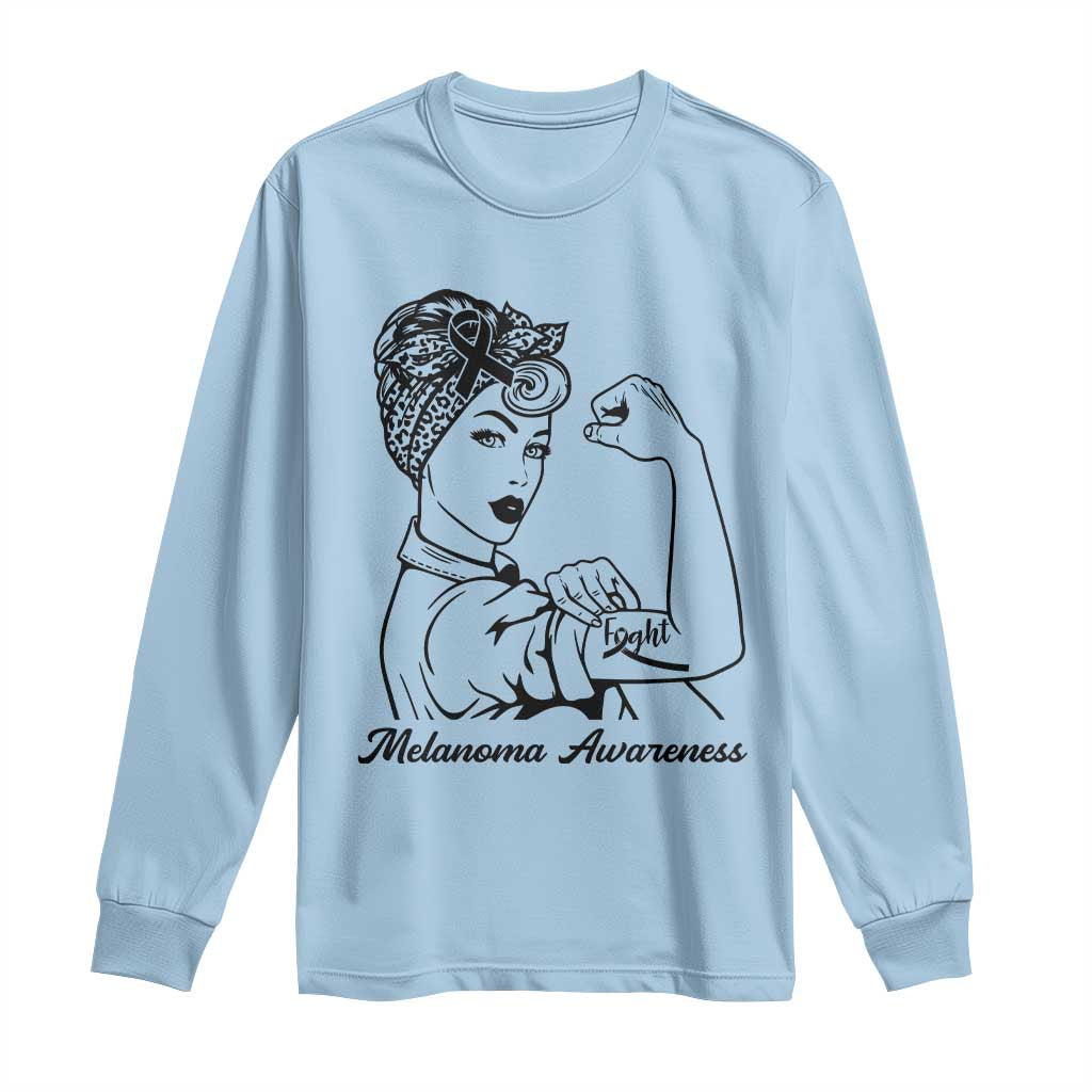 Melanoma Awareness Strong Woman Long Sleeve Shirt Feminist Warrior TS12 Light Blue Print Your Wear
