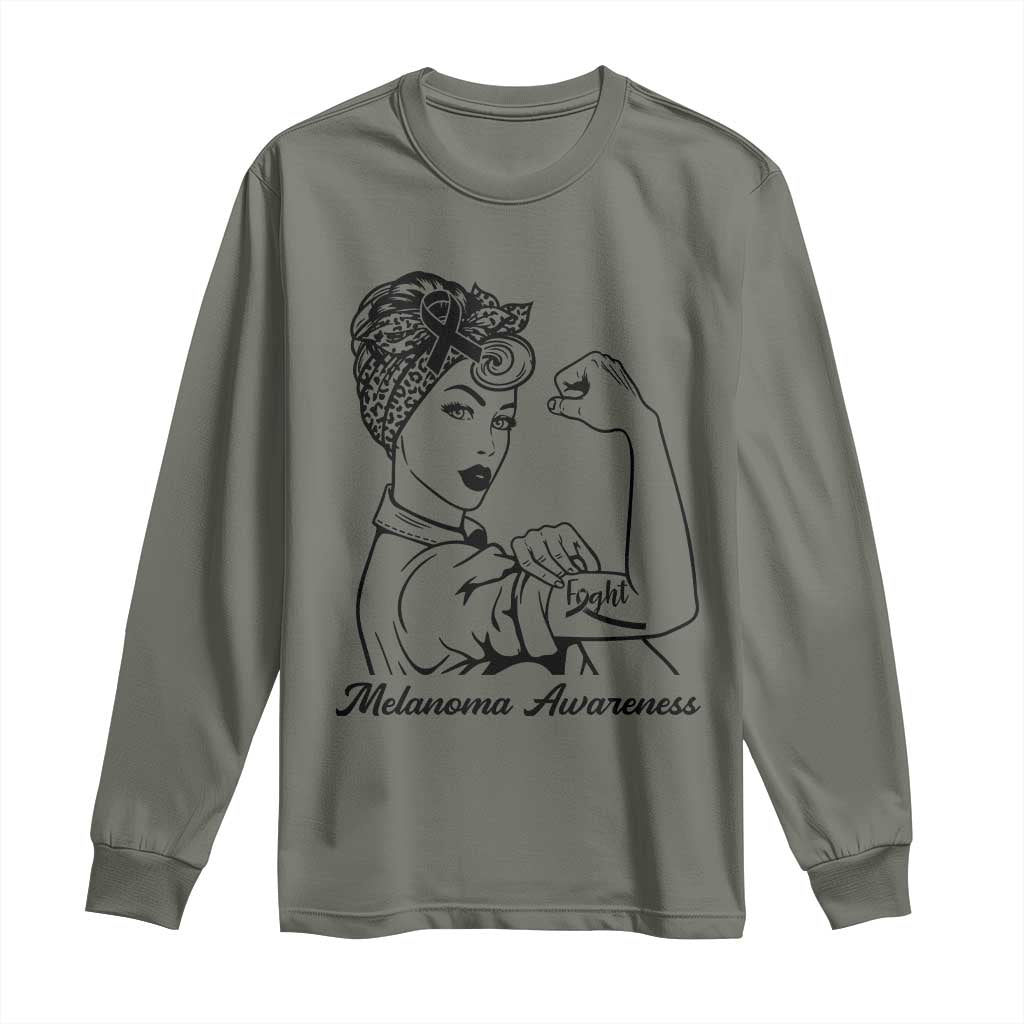 Melanoma Awareness Strong Woman Long Sleeve Shirt Feminist Warrior TS12 Military Green Print Your Wear