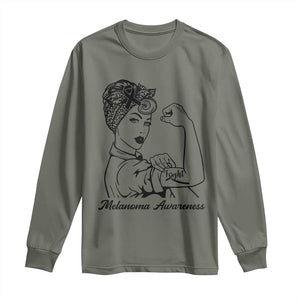Melanoma Awareness Strong Woman Long Sleeve Shirt Feminist Warrior TS12 Military Green Print Your Wear