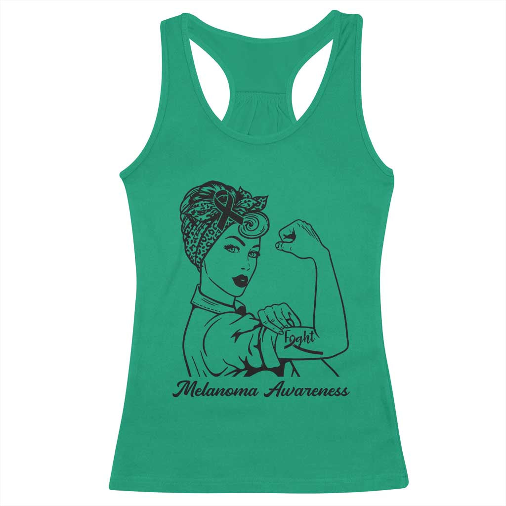Melanoma Awareness Strong Woman Racerback Tank Top Feminist Warrior TS12 Irish Green Print Your Wear