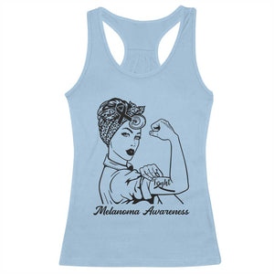 Melanoma Awareness Strong Woman Racerback Tank Top Feminist Warrior TS12 Light Blue Print Your Wear
