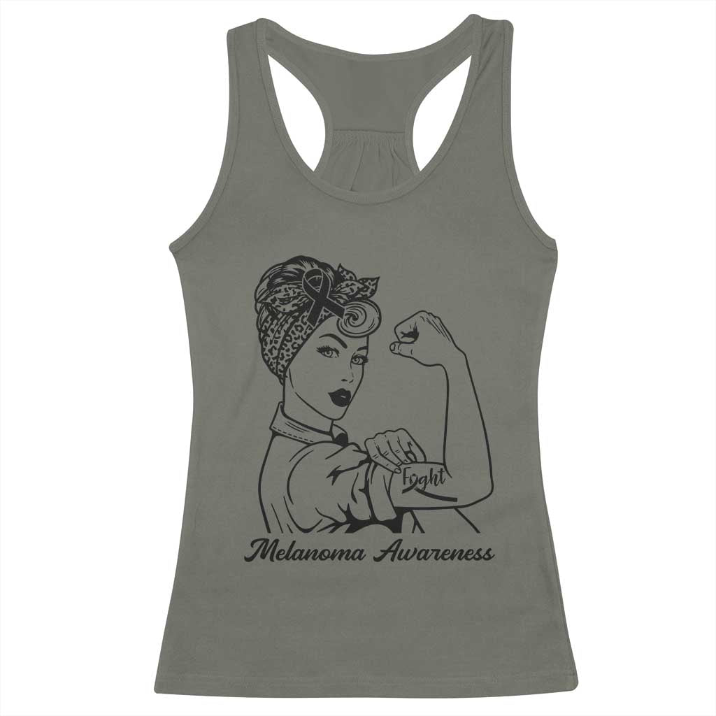 Melanoma Awareness Strong Woman Racerback Tank Top Feminist Warrior TS12 Military Green Print Your Wear