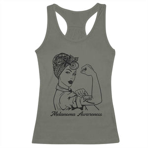 Melanoma Awareness Strong Woman Racerback Tank Top Feminist Warrior TS12 Military Green Print Your Wear