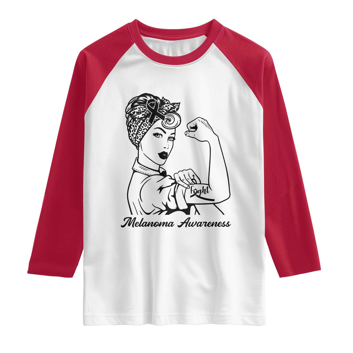 Melanoma Awareness Strong Woman Raglan Shirt Feminist Warrior TS12 White Red Print Your Wear