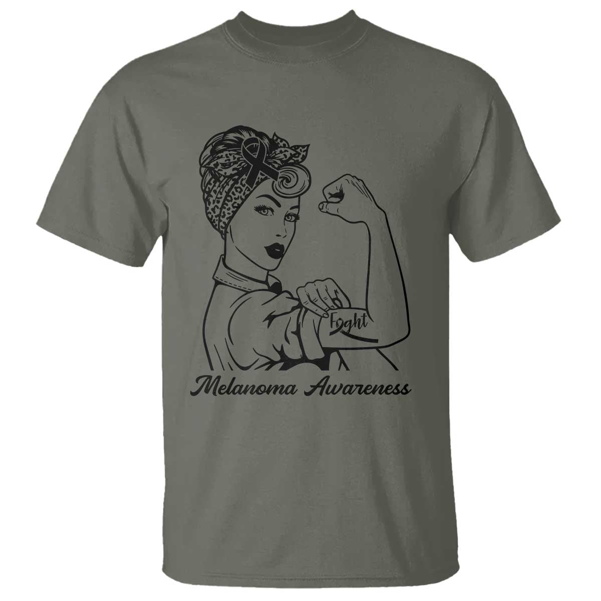 Melanoma Awareness Strong Woman T Shirt Feminist Warrior TS12 Military Green Print Your Wear