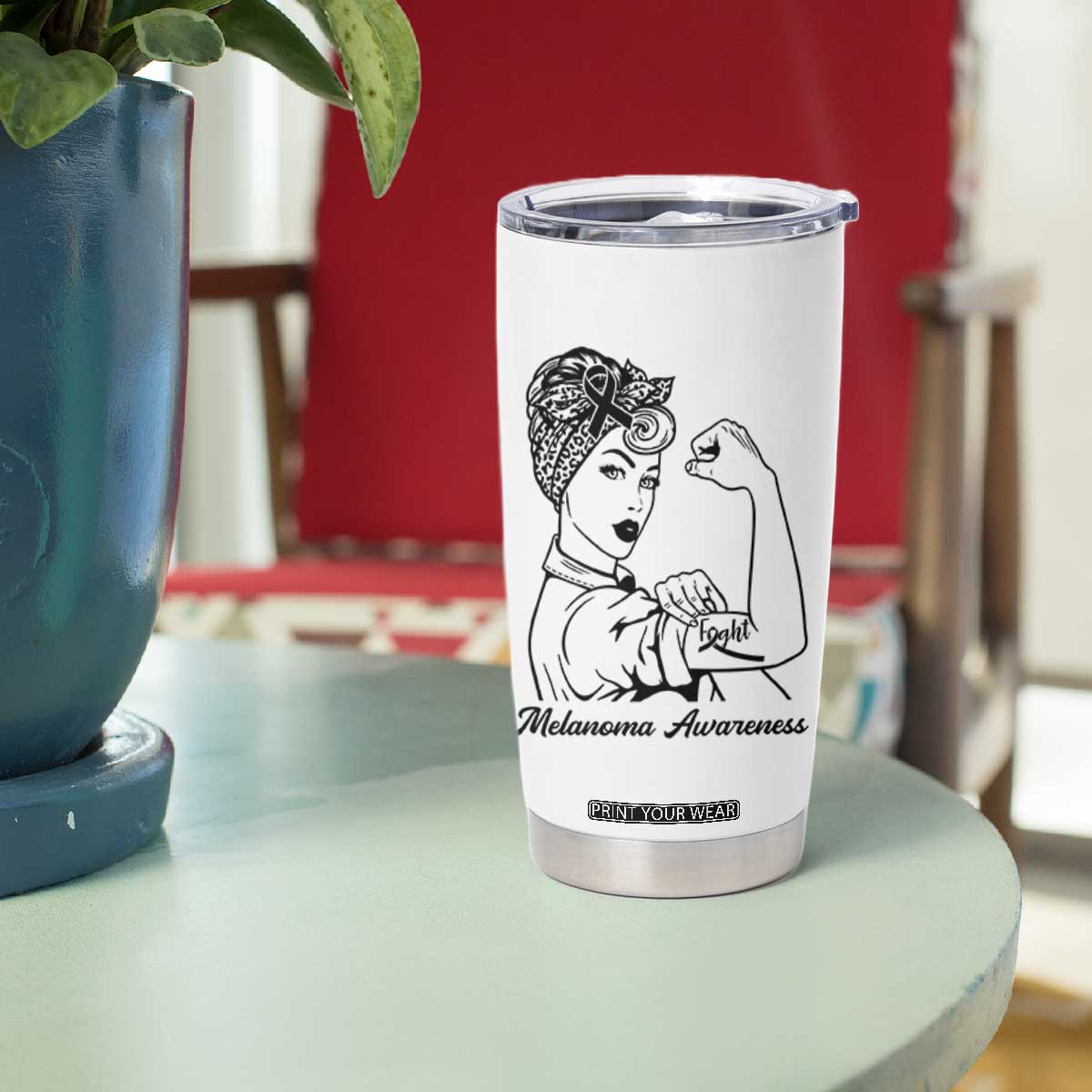 Melanoma Awareness Strong Woman Tumbler Cup Feminist Warrior TS12 Print Your Wear